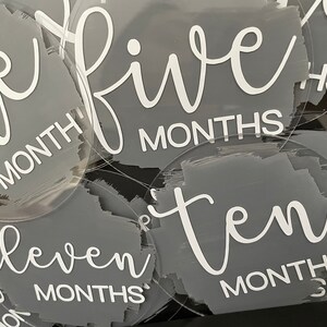Acrylic Baby Monthly Milestone Rounds | 12 Month Set Baby Announcement | Acrylic Baby Monthly Markers | Newborn Photo Prop