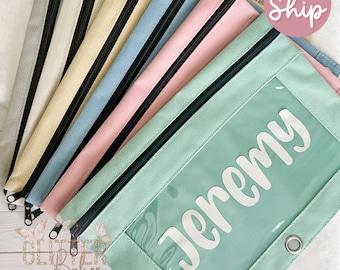 Personalized Pastel Pencil Pouch with Name – Any Color Pouch – Custom School Supplies Bag – Back to School Gift