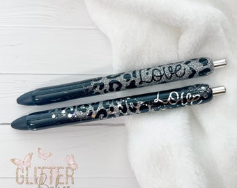 Glitter Pens | Personalized Glitter Pens | Inkjoy Gel Pen | Black & Silver Glitter Pens | Customized Pens | Refillable Custom Pens