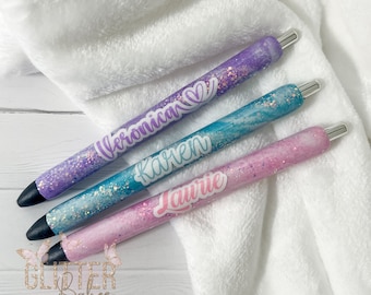 Personalized Milky Way Glitter Pen • Handmade Custom Swirl Inkjoy Gel Pen