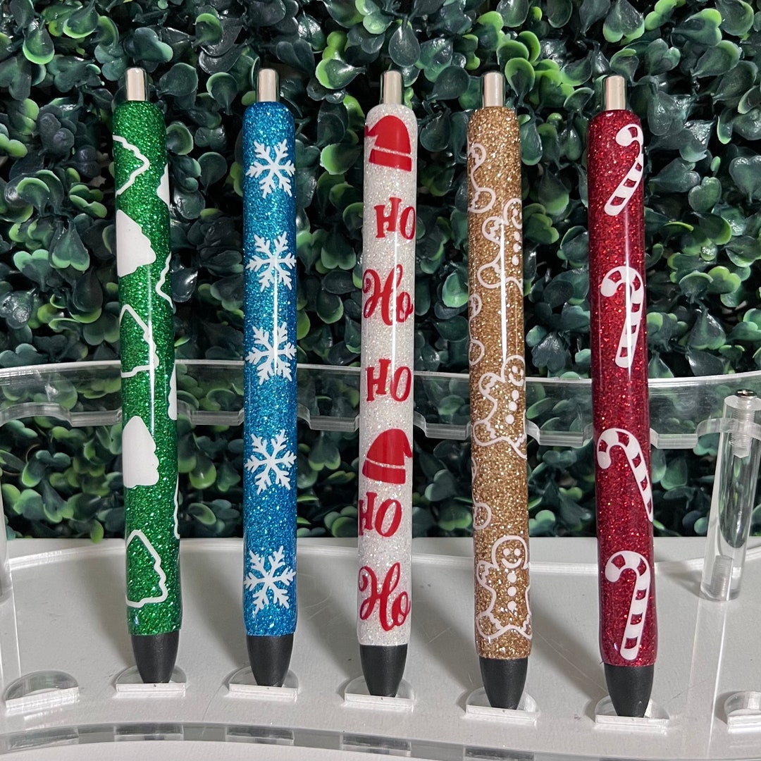 Christmas Pen Set, Gingerbread Man Pen, Christmas Tree Pen, Santa Glitter Pen, Gift for Teachers