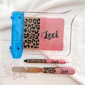 Personalized Pink Glitter Pharmacy Counting Tray and Spatula