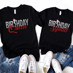 Birthday Queen or Squad Shirt – Party Tee for Women’s Birthday Trip, Brunch, Girls’ Night, Adult Sizes S–3XL