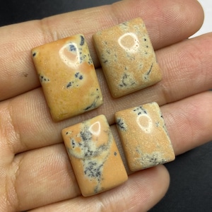 Natural Dendritic Opal Rectangle Cabochon | Orange Peach Black Gemstone for Jewelry Making