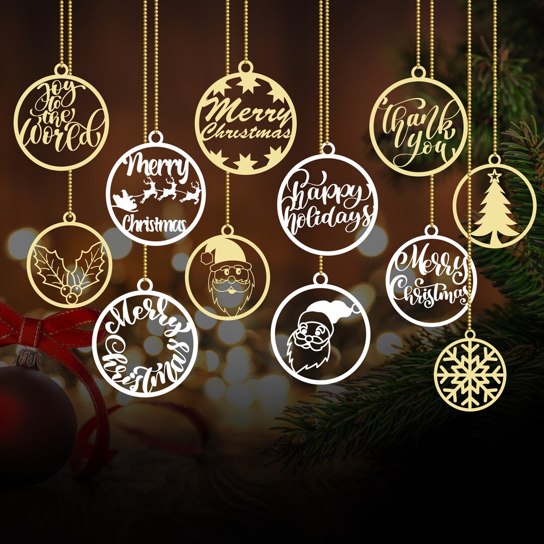 CHRISTMAS Decorations Laser Cut Files Bundle Templates, Christmas Balls ...