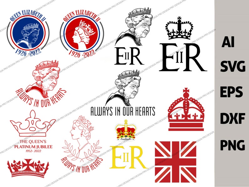 Hot Mega Bundle Queen Elizabeth II SVG PNG Eps Remembrance Emblem