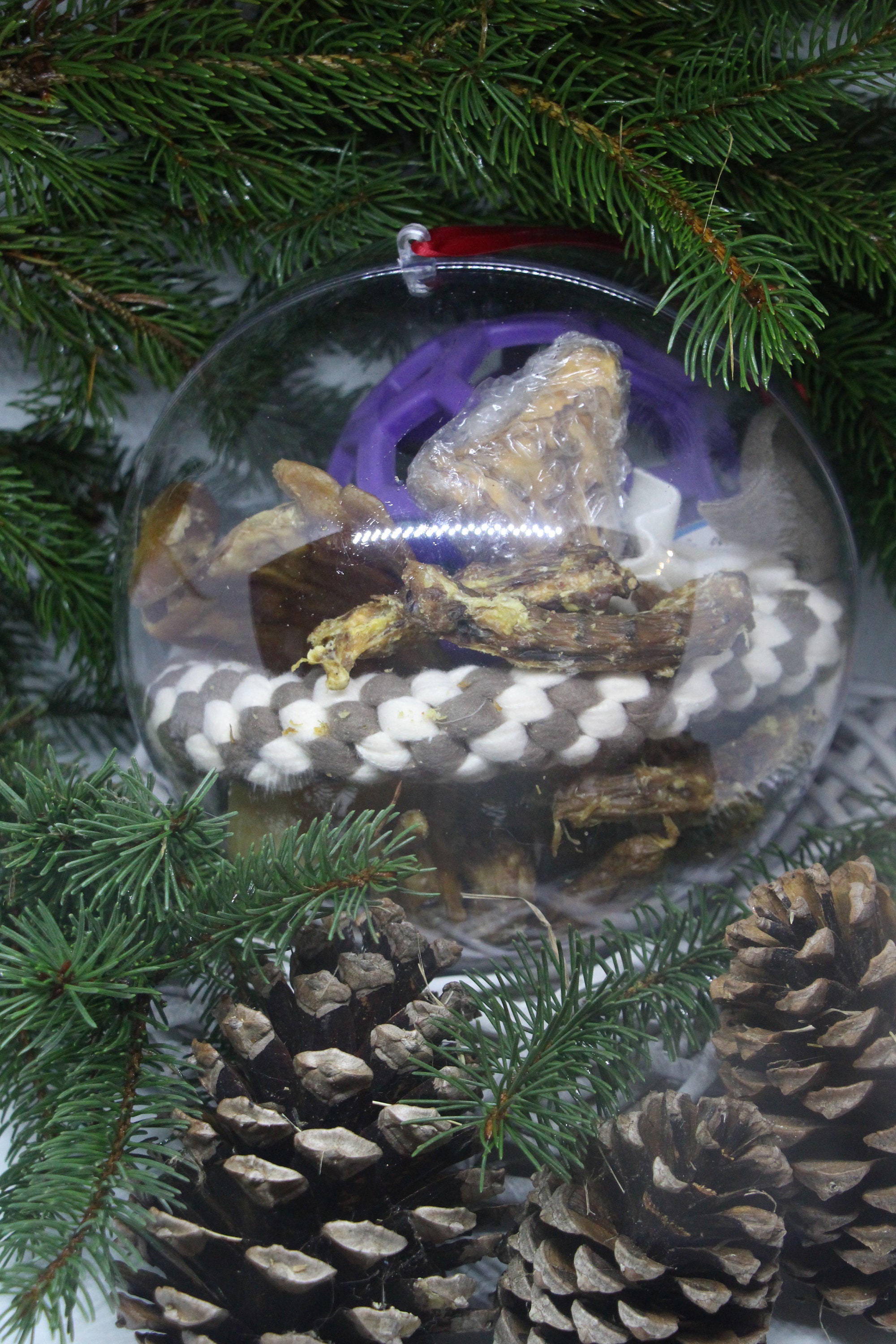 Boule de Noel Remplie Friandises Chien