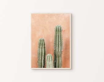 Printable Desert Cactus Wall Art, Pastel Mexico Photography, Boho Cacti Print, Botanical Southwestern Large Wall Art, Mexican Wall Decor