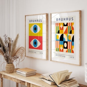 Printable  Set of 2 Bauhaus Prints,  Bauhaus Exhibition Poster, Bauhaus 2 Pieces Large Wall Art, Retro Wall Art, Bauhaus Eyes Art Print