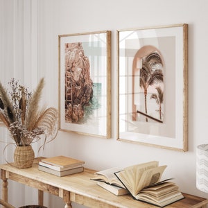 Imprimible Pastel Beach Prints Set de 2, Arte de pared costero de 2 piezas, Fotografía de palmeras, Cartel tropical tropical de verano
