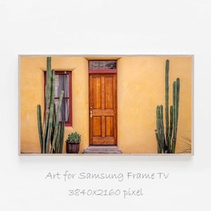 Cactus Samsung Frame TV Art, Desert Frame Art Tv, Desert Digital Art, Yellow Facade 4K Art for TV, Architecture Tv Art Frame