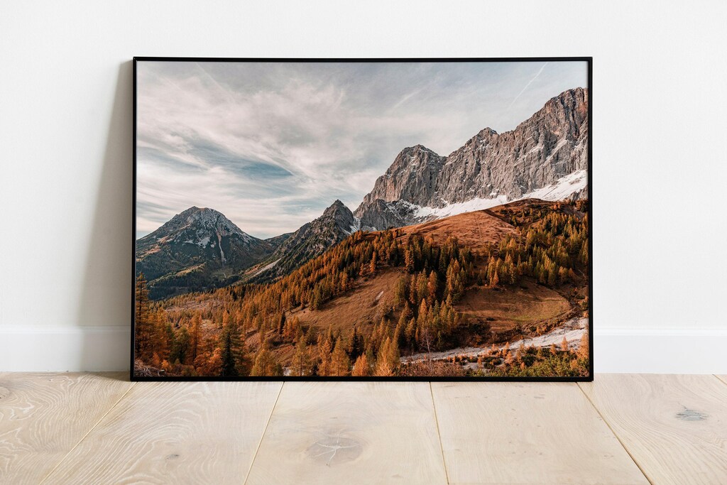 SIGNWIN Stampa Su Tela Paesaggio Foresta Di Pini Arancione E Verde – 61x91 Cm – Quadro Per Soggiorno E Ufficio