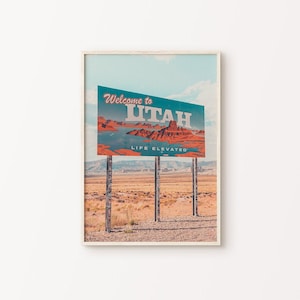 Wydrukowane fotografie z Utah, sztuka ścienna z krajobrazem pustyni, wydruk znaku Utah, duża sztuka ścienna z parkiem narodowym, sztuka ścienna z podróżami do USA, plakat z pustynią zdjęcie 1