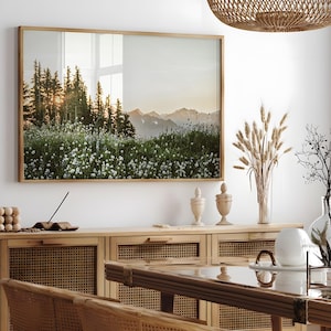 Druckbare Wildblumen Fotografie, Natur Landschaft große Wandkunst, grüne Natur Digitaldruck, nordische Wald Wandkunst, Instant Download Bild 2