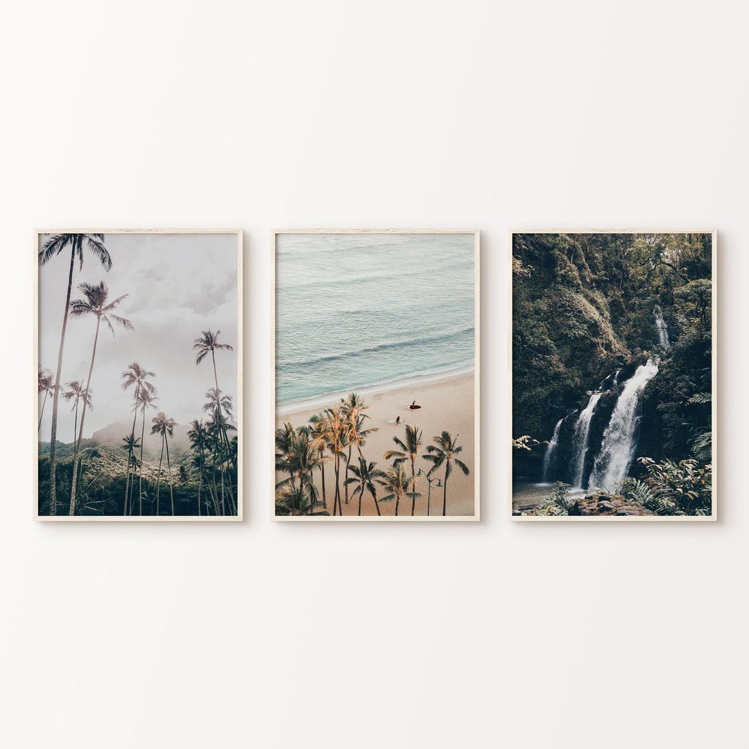 Printable Hawaii Set of 3 Prints, Coastal 3 Pieces Large Wall Art ...