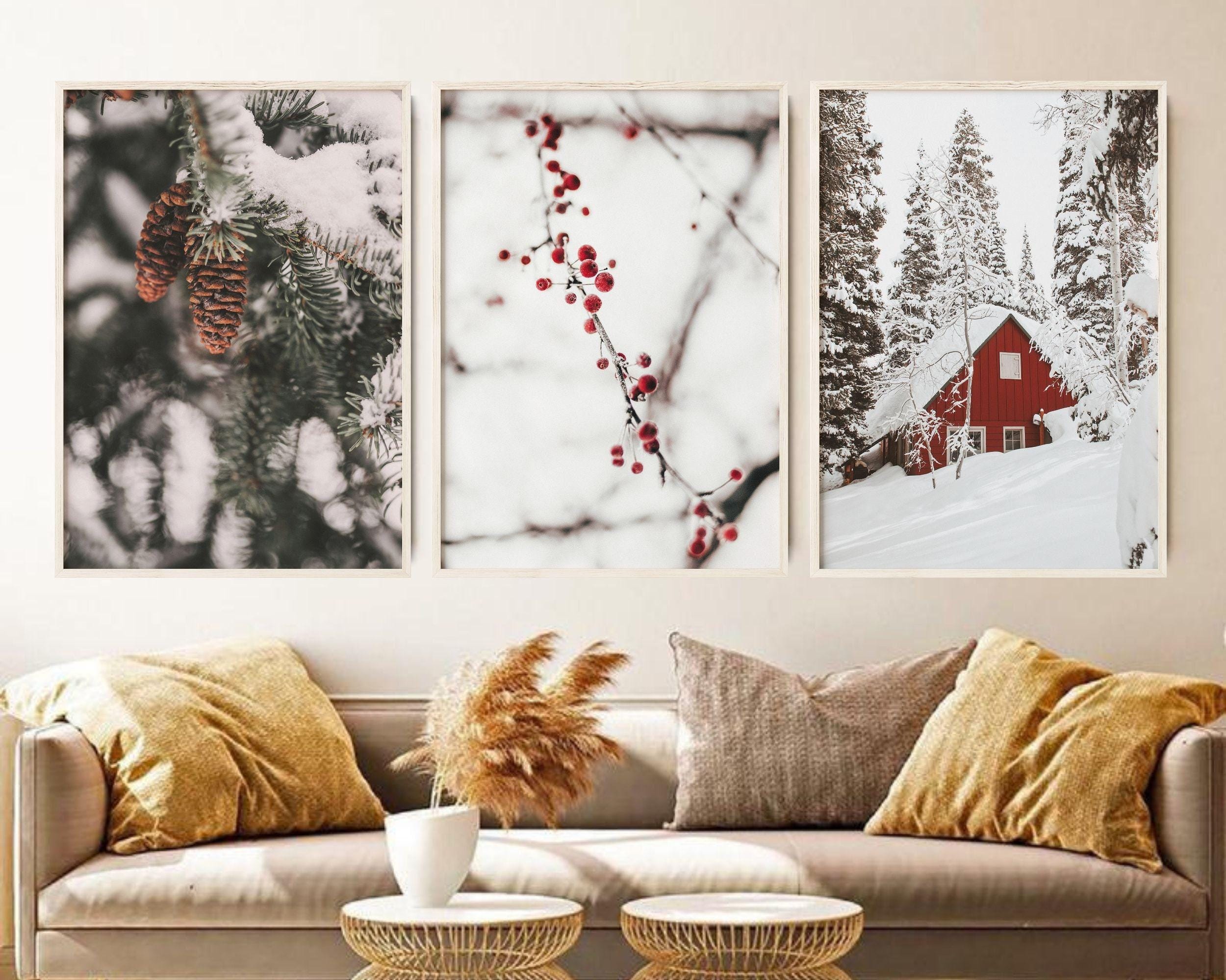 Winter Theme Prints Set of 3, Printable Nordic Wall Art, Snowy ...