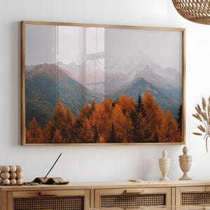 Fall Mountain Forest Landscape DIGITAL Print, Autumn Mountain Printable Picture, Misty Forest Large Wall Art, Nature Photography Print