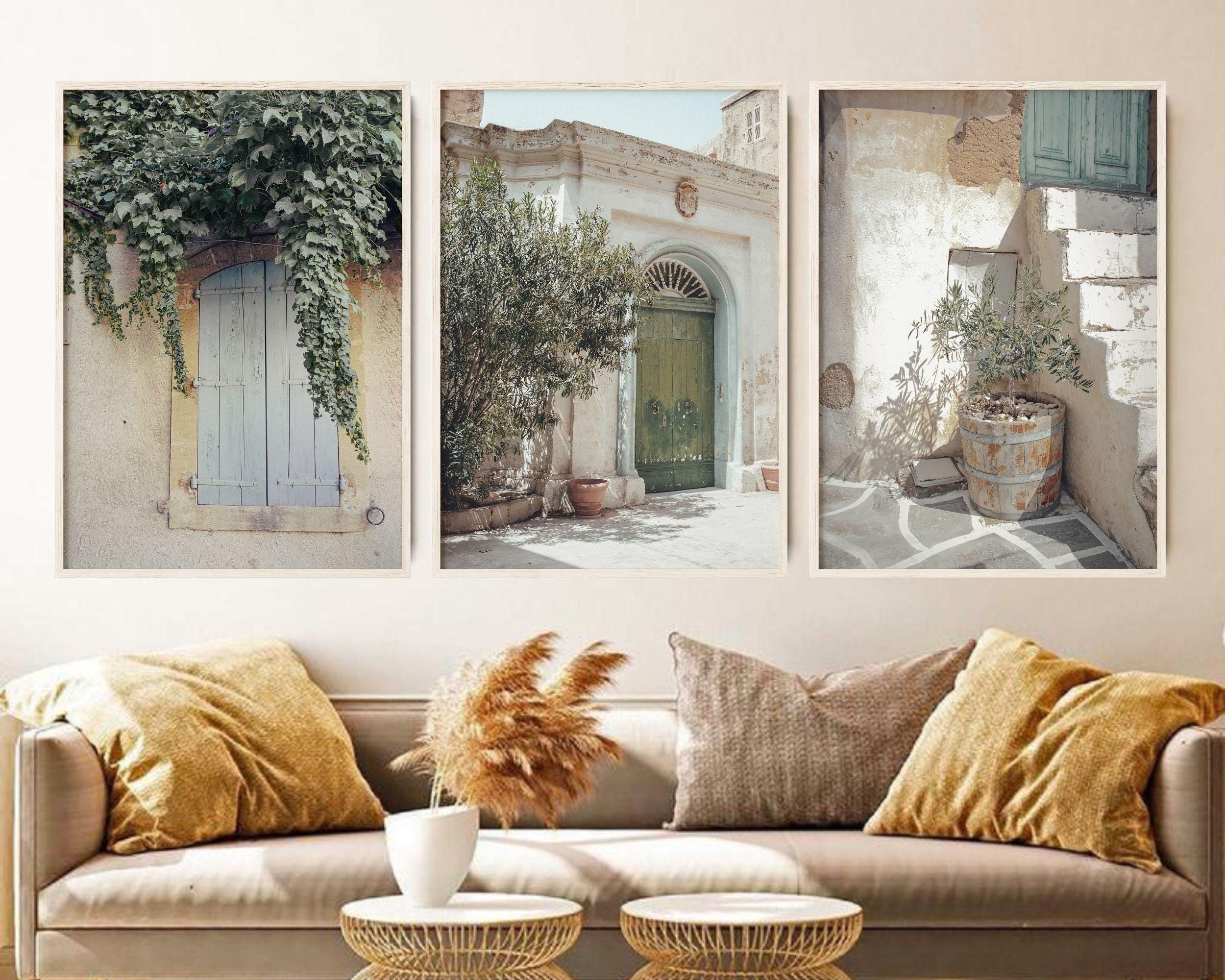 Italy Travel Wall Art Set - Amalfi Coast Vintage Painting, 3-Piece 16x12" Mediterranean Decor