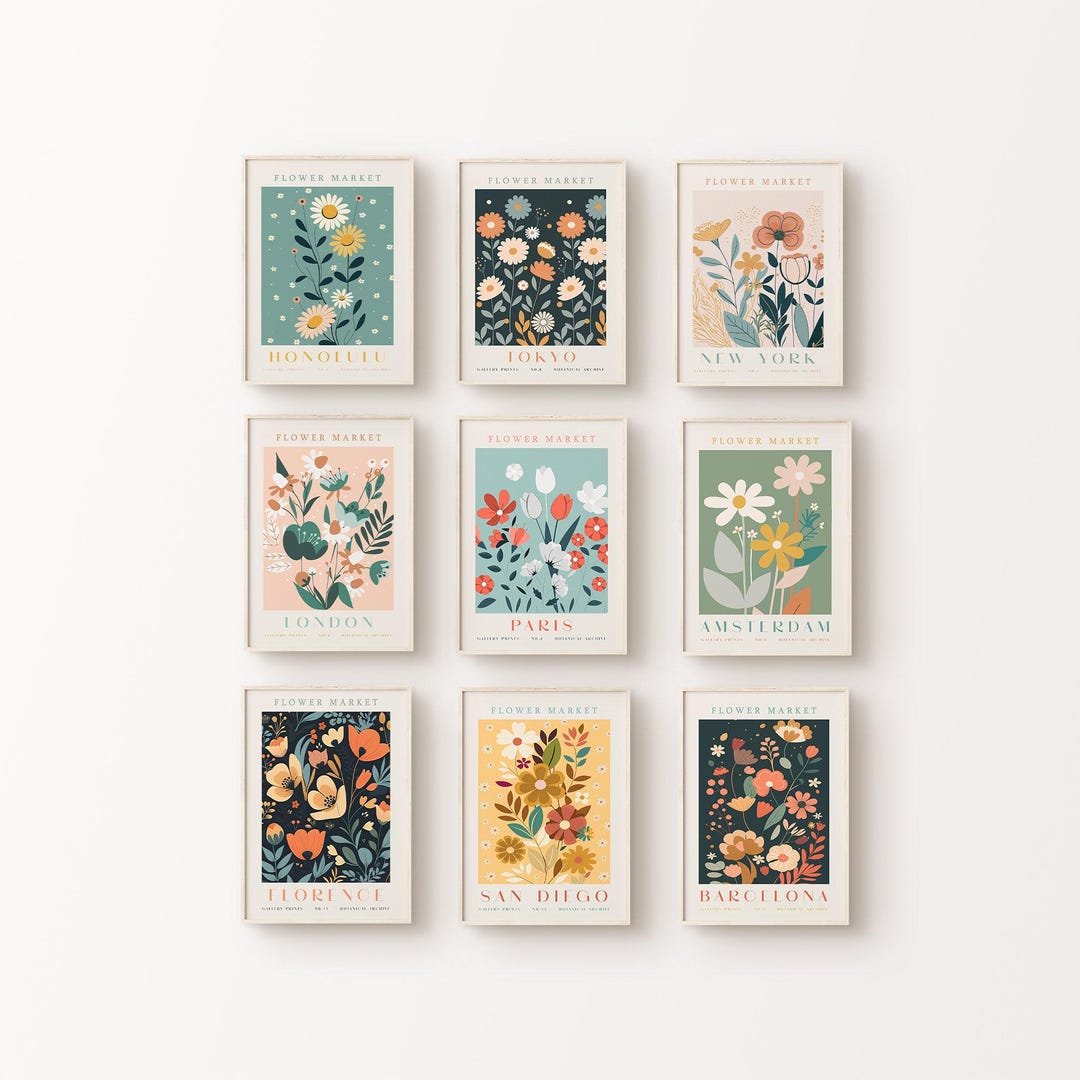 Flower Market Set of 9 Prints, Printable Matisse Flower Market Poster ...