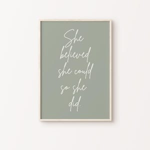 Impression vert sauge, impression girl power, art imprimable pour l'autonomisation des femmes, art mural minimaliste, citation d'entrepreneur art déco esthétique vert sauge image 2