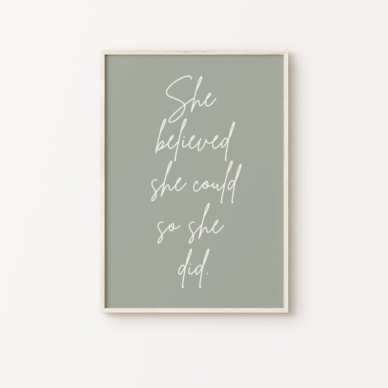 Impression vert sauge, impression girl power, art imprimable pour l'autonomisation des femmes, art mural minimaliste, citation d'entrepreneur art déco esthétique vert sauge image 2