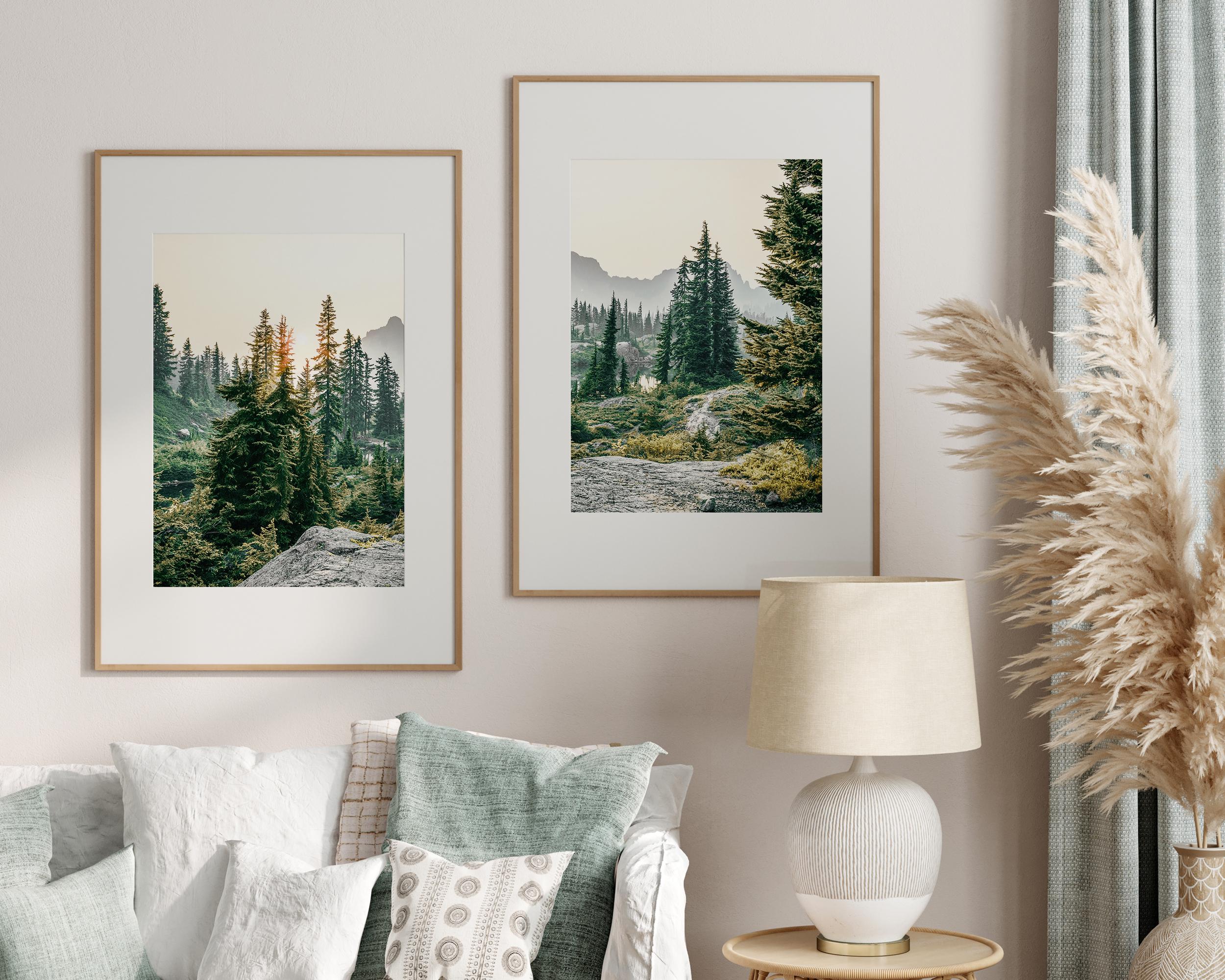 Mountain Set of 2 Prints, Mailed Nature Landscape 2 Pieces Wall Art ...