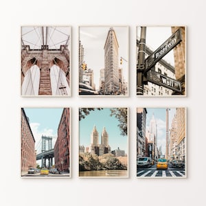 NYC Printable Gallery Wall Set, New York Set of 6 Photography, Nyc Digital Prints, Nyc 6 Pieces Poster, New York Taxy Poster, Large Wall Art