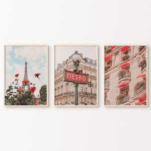 Set of 3 Paris Photography, France 3 Pieces Large Wall Art, Tour Eiffel Paris Poster, Europe Travel Wall Set, Paris Architecture Print