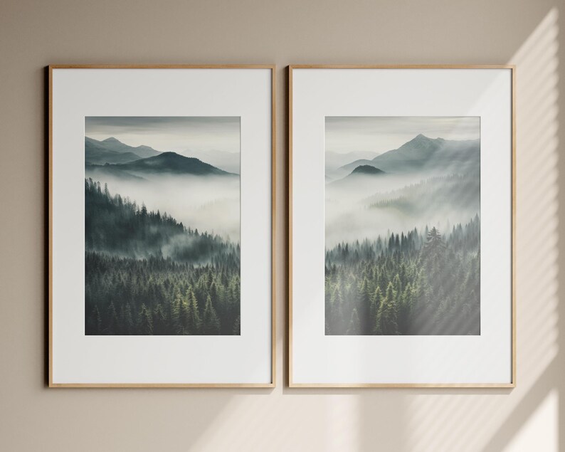 Mountain Set of 2 Prints, Printable Nature Landscape 2 Pieces Wall Art ...