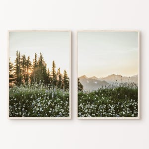 Druckbare Wildblumen Set mit 2 Prints, Natur Landschaft 2 Stück Große Wandkunst, Grüne Natur Fotografie Set, Nordischer Wald Digitale Kunst