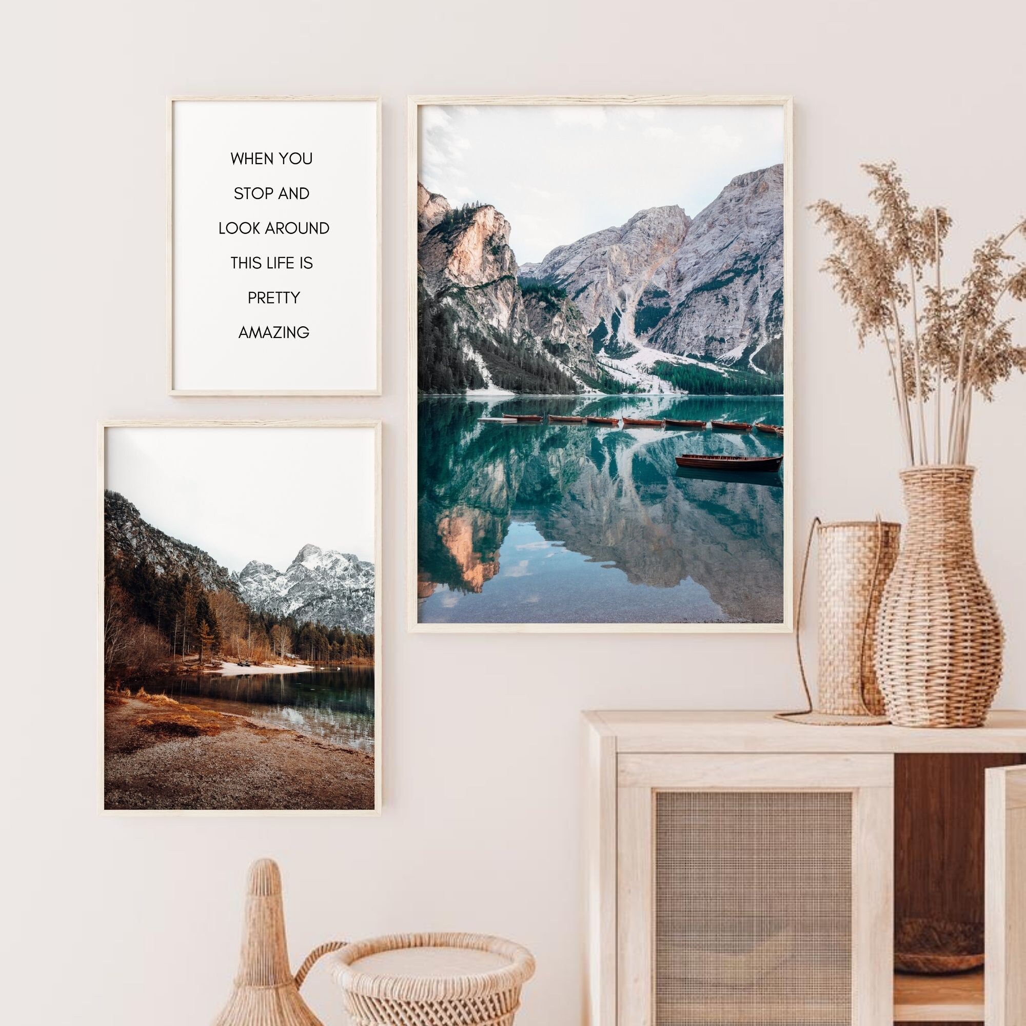 Nature Photography Set of 3 Mountain Lake Printable Gallery | Etsy