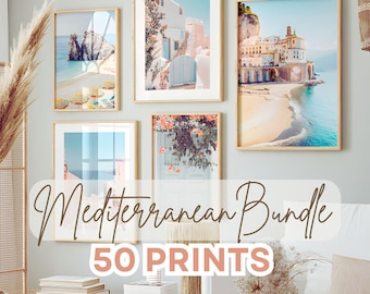 Mediteran Prints Bundle, druckbare Amalfiküste Wandkunst, Santorini Griechenland Fotografie, Küsten Italien Fotografie, Boho Strand Poster