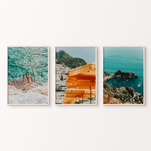 Printable Italy Set of 3 Photography, Italian Riviera 3 Pieces Wall Art, Mediterranean Wall Art, Italy Beach Gallery Wall, Amalfi Coast Art