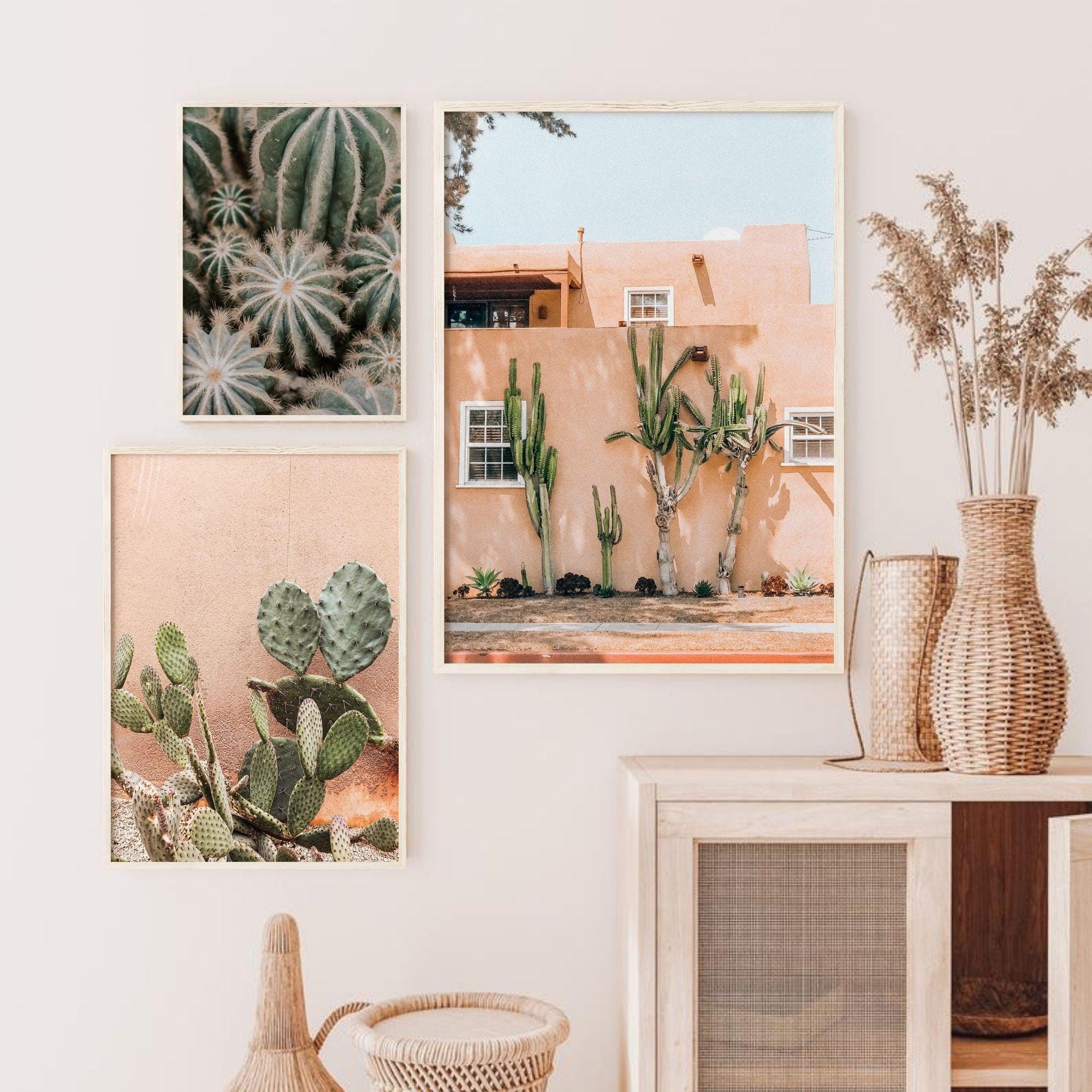 Cactus 3 Pieces Wall Art, Boho Desert Wall Art Set of 3 Photography ...