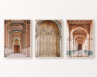 Printable Boho Architecture 3 Pieces Large Wall Art, India Gallery Wall Set, Indian Wall Decor, India Set of 3 Photography, Islamic Prints