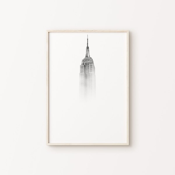 New York City Print, Black and White Empire State Building Digital Prints, Nyc Photography Print, Printable New York Poster, Large Wall Art