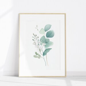 Lot de 3 impressions d'eucalyptus, feuille d'aquarelle imprimable 3 pièces art mural, art d'eucalyptus, estampes vert sauge, impression Cottagecore minimaliste image 4