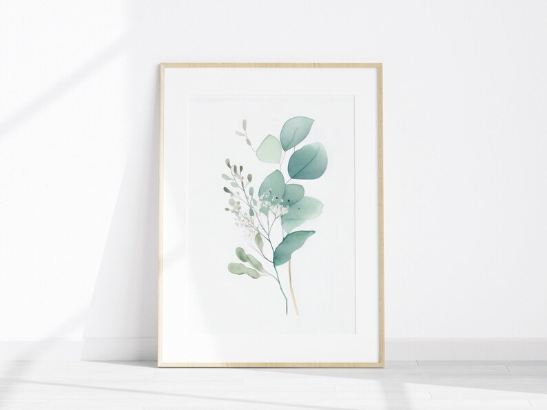 Lot de 3 impressions d'eucalyptus, feuille d'aquarelle imprimable 3 pièces art mural, art d'eucalyptus, estampes vert sauge, impression Cottagecore minimaliste image 4