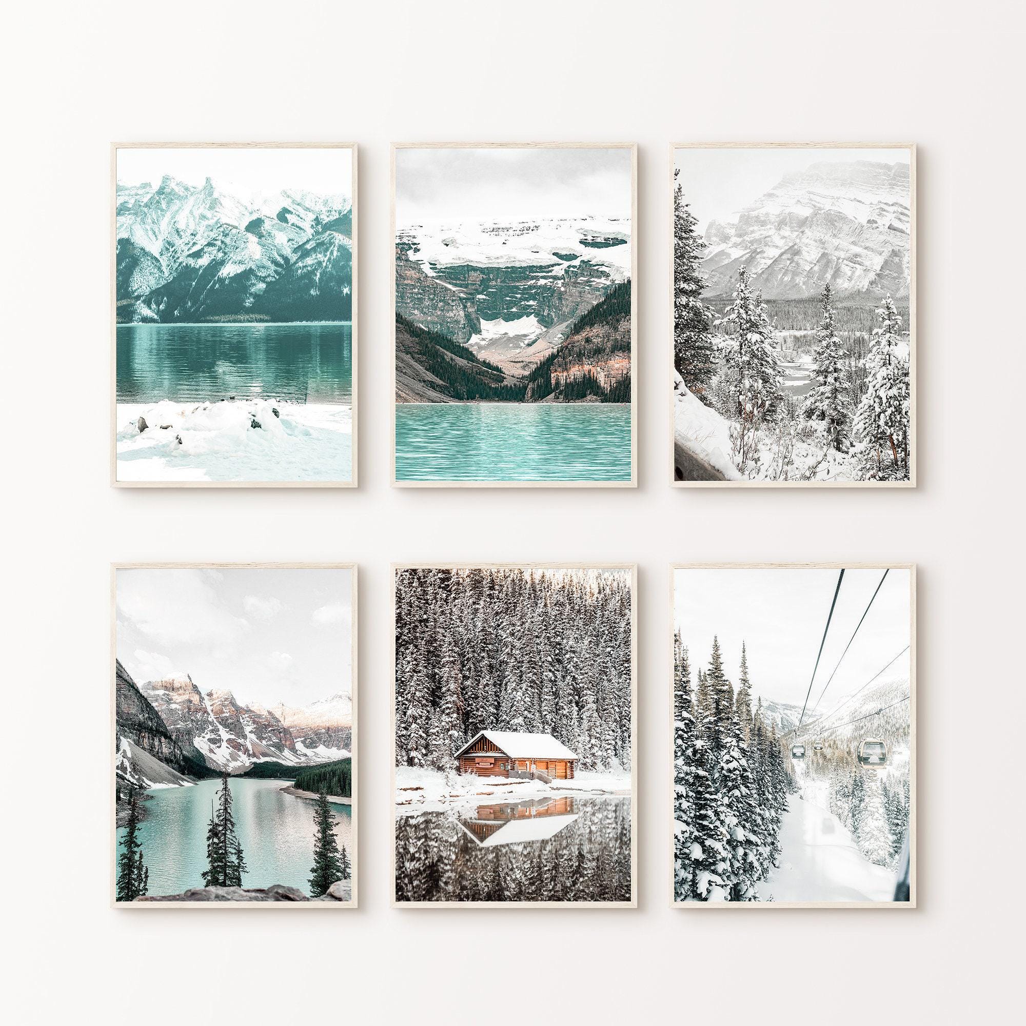 Printable Winter Mountain Set of 6 Photography, Snowy Landscape 6 ...