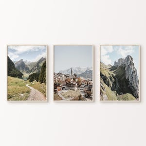 Printable Switzerland Set of 3 Photography, Swiss Mountain Landscape Large Wall Art, Switzerland Gallery Wall Set of 3 Prints, Europe Poster