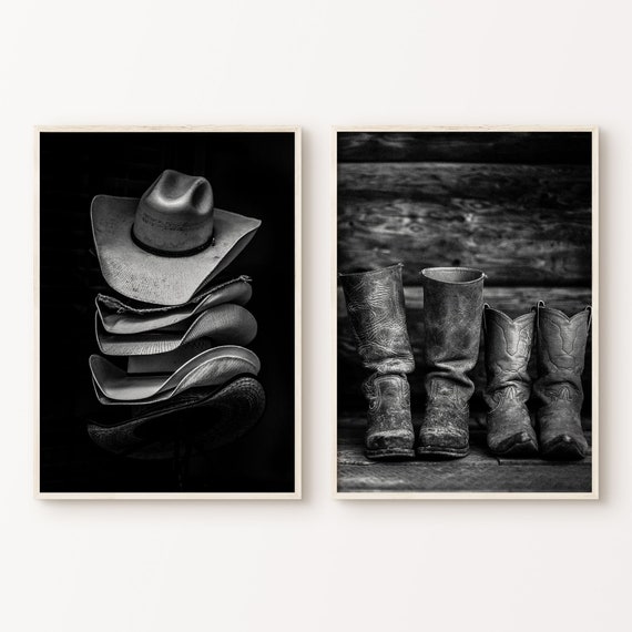 Western 2 Pieces Wall Art Cowboy Prints Set of 2 Farmhouse | Etsy