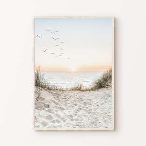 Boho Küsten Fotografie, druckbare Stranddünen große Wandkunst, Ozeanlandschaft Druck, Küsten Poster, ruhiger Strand Digitaldruck