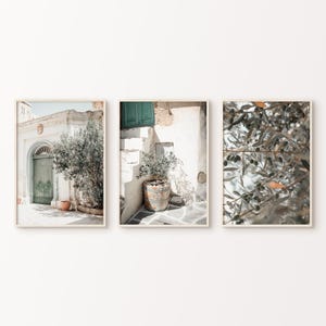 Printable Mediterranean 3 Pieces Wall Art, Set of 3 Italy Print, Neutral Mediterranean Photography, Italy Travel Poster, Olive Tree Print