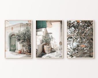 Printable Mediterranean 3 Pieces Wall Art, Set of 3 Italy Print, Neutral Mediterranean Photography, Italy Travel Poster, Olive Tree Print