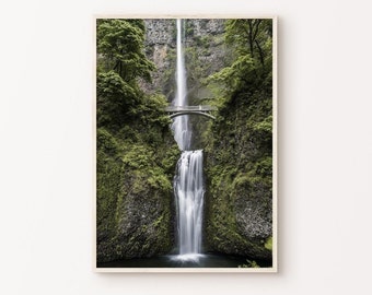 Multnomah Waterfalls DIGITAL Print, Oregon Printable Large Wall Art, Nature Poster, Falls in the Forest Print, Columbia River Wall art