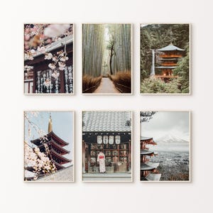 Printable Japan 6 Pieces Large Wall Art, Japanese Landscape Print, Pagoda Set of 6 Photography, Travel Poster Set, Tokyo Poster, Kyoto Print