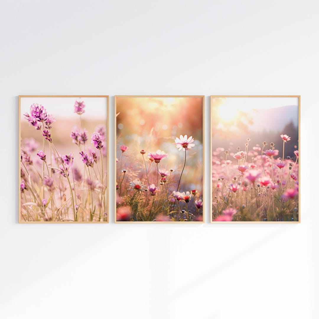 Floral Wall Art, Set of 2 Wildflower Fields Photography, Printable ...