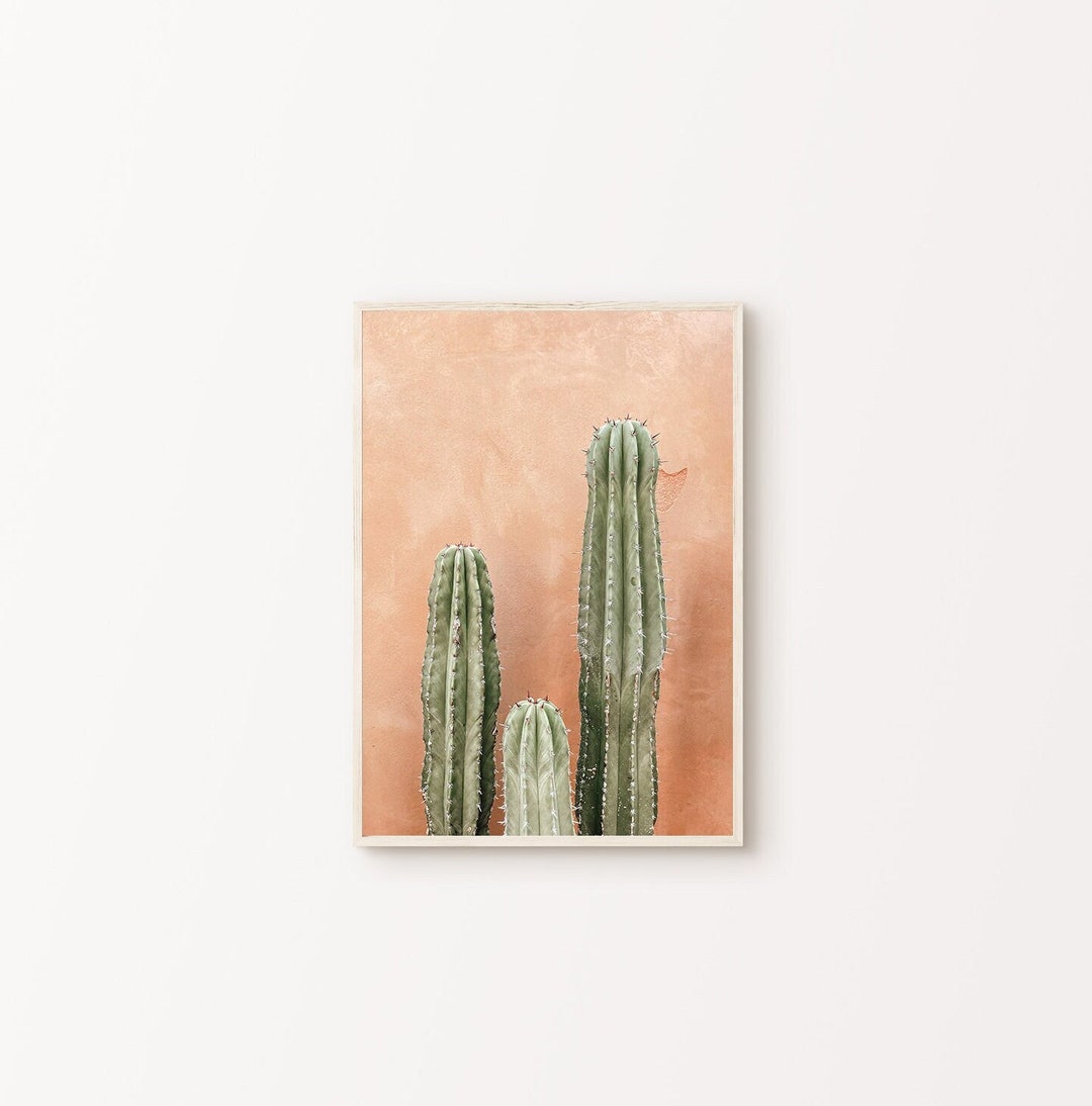 Printable Desert Cactus Wall Art, Pastel Mexico Photography, Boho Cacti
