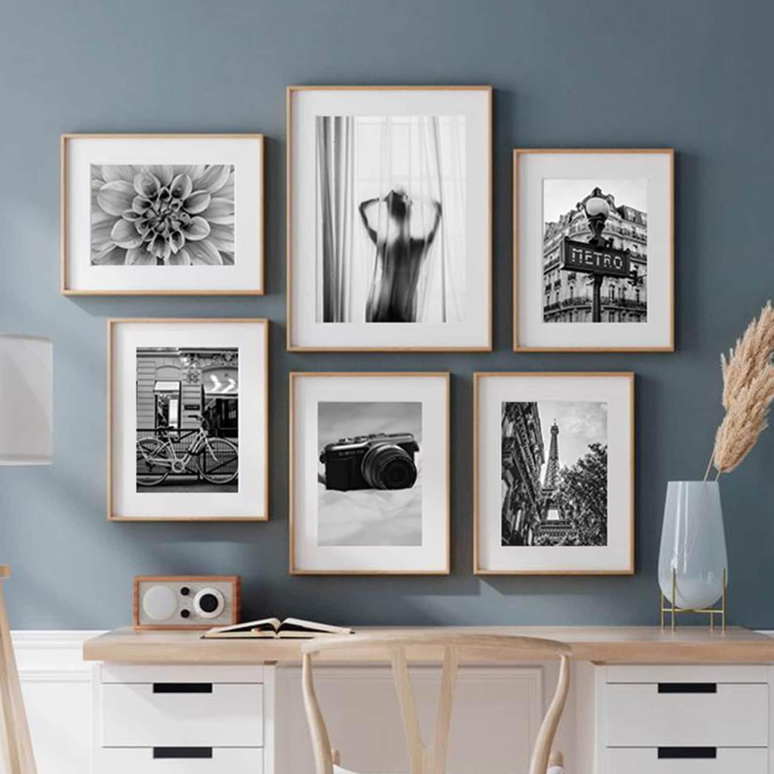 Paris Photography Gallery Wall Set of 6 Black and White Digital Prints ...
