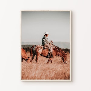 Cowboy Print DIGITAL, Southwest Large Wall Art, Rustic Western Print, Farmhouse Photography, Horses Poster
